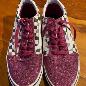 Vans Pink Glitter Checkered Sneakers Missy‎ size 5